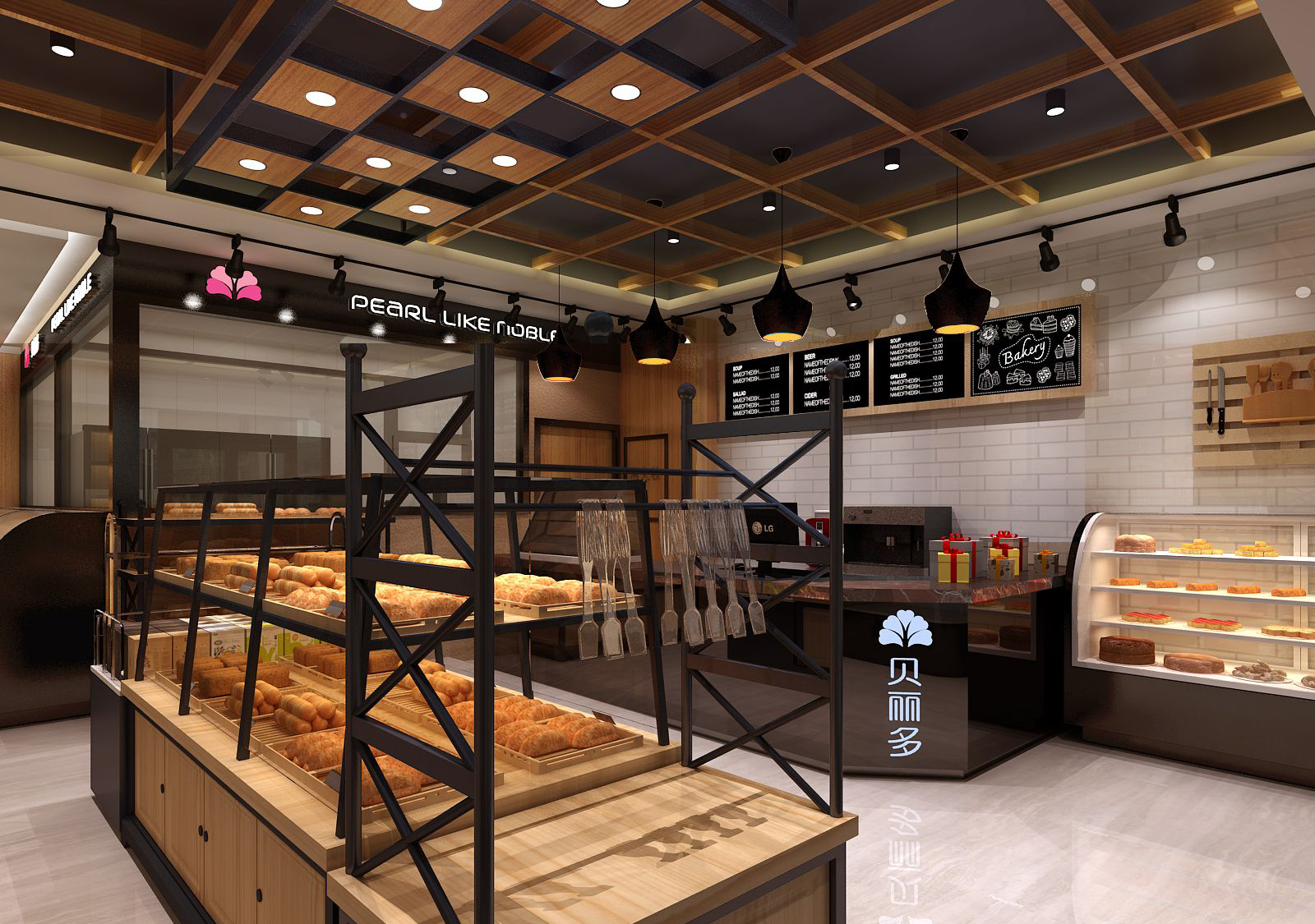 现代面包店 - 效果图交流区-建E室内设计网